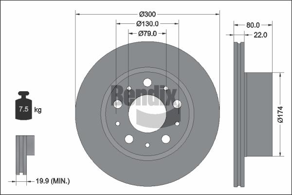BENDIX Braking BDS2319 - Гальмівний диск autocars.com.ua