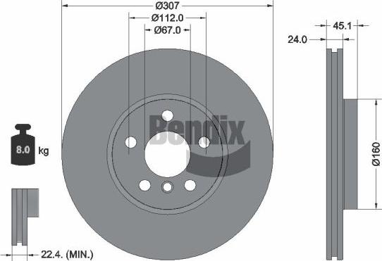 BENDIX Braking BDS2331HC - Гальмівний диск autocars.com.ua