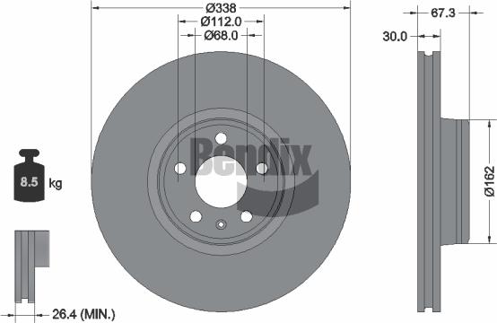 BENDIX Braking BDS2334HC - Гальмівний диск autocars.com.ua