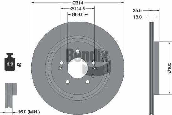 BENDIX Braking BDS2340 - Гальмівний диск autocars.com.ua