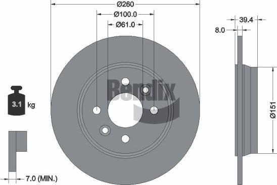 BENDIX Braking BDS2341 - Гальмівний диск autocars.com.ua