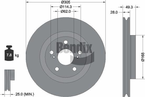 BENDIX Braking BDS2342HC - Гальмівний диск autocars.com.ua
