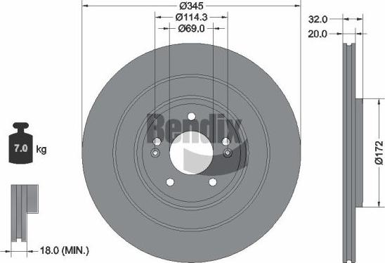 BENDIX Braking BDS2348 - Гальмівний диск autocars.com.ua