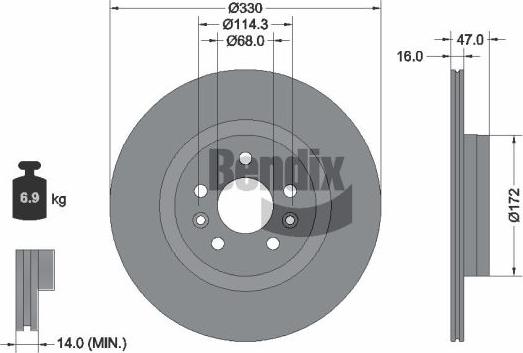 BENDIX Braking BDS2354 - Гальмівний диск autocars.com.ua