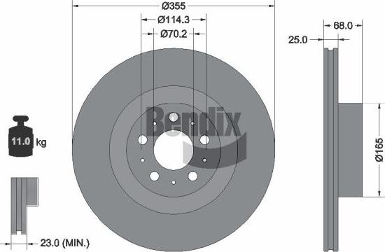BENDIX Braking BDS2355HC - Гальмівний диск autocars.com.ua