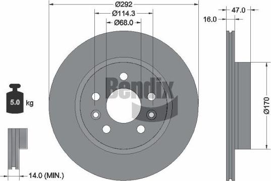 BENDIX Braking BDS2362 - Гальмівний диск autocars.com.ua