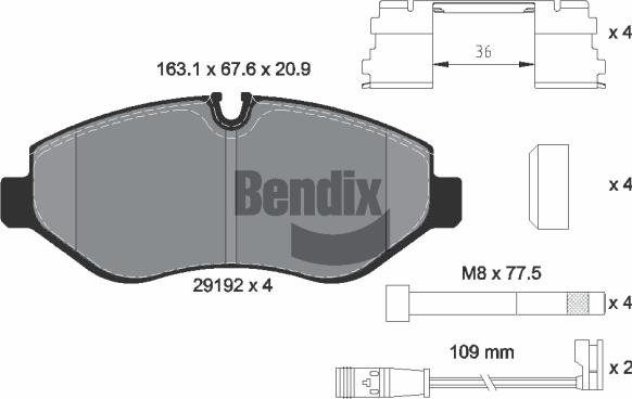 BENDIX Braking BPD1008 - Гальмівні колодки, дискові гальма autocars.com.ua