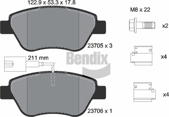 BENDIX Braking BPD1028 - Гальмівні колодки, дискові гальма autocars.com.ua