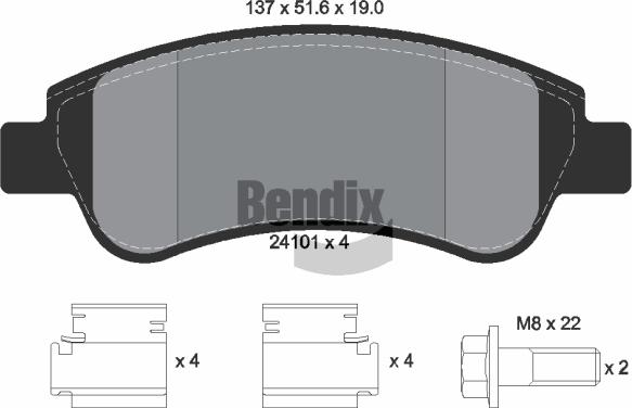 BENDIX Braking BPD1041 - Гальмівні колодки, дискові гальма autocars.com.ua