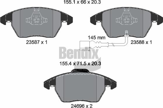 BENDIX Braking BPD1087 - Гальмівні колодки, дискові гальма autocars.com.ua