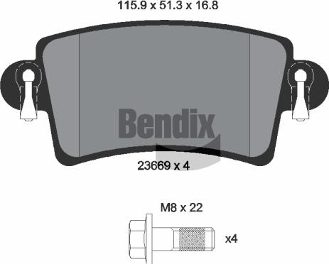 BENDIX Braking BPD1107 - Гальмівні колодки, дискові гальма autocars.com.ua