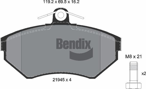 BENDIX Braking BPD1134 - Гальмівні колодки, дискові гальма autocars.com.ua