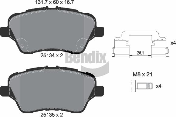 BENDIX Braking BPD1139 - Гальмівні колодки, дискові гальма autocars.com.ua