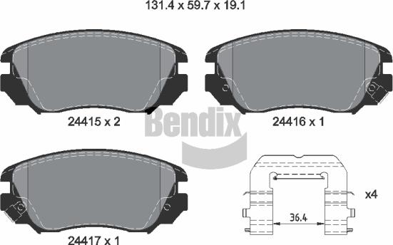 BENDIX Braking BPD1179 - Гальмівні колодки, дискові гальма autocars.com.ua