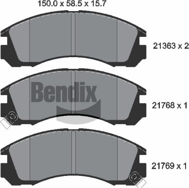 BENDIX Braking BPD1195 - Гальмівні колодки, дискові гальма autocars.com.ua