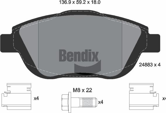 BENDIX Braking BPD1214 - Гальмівні колодки, дискові гальма autocars.com.ua