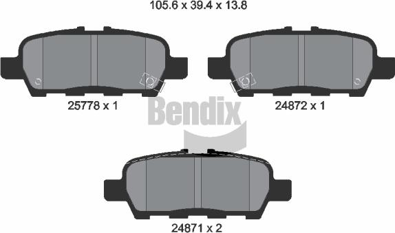 BENDIX Braking BPD1269 - Гальмівні колодки, дискові гальма autocars.com.ua