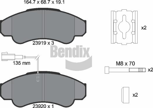 BENDIX Braking BPD1282 - Гальмівні колодки, дискові гальма autocars.com.ua