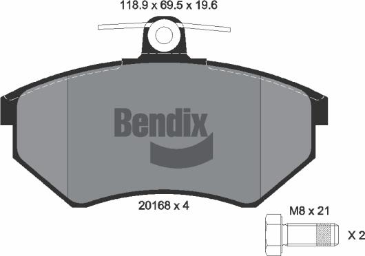 BENDIX Braking BPD1284 - Гальмівні колодки, дискові гальма autocars.com.ua