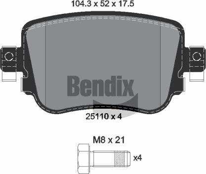 BENDIX Braking BPD1325 - Гальмівні колодки, дискові гальма autocars.com.ua