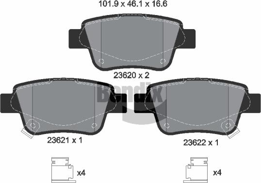 BENDIX Braking BPD1358 - Гальмівні колодки, дискові гальма autocars.com.ua