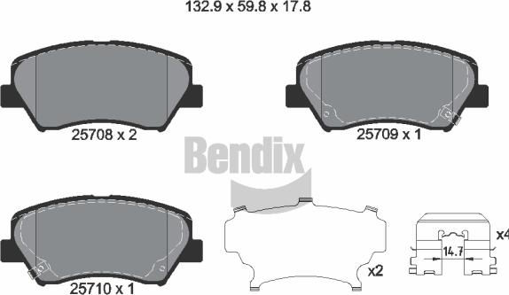 BENDIX Braking BPD1365 - Гальмівні колодки, дискові гальма autocars.com.ua