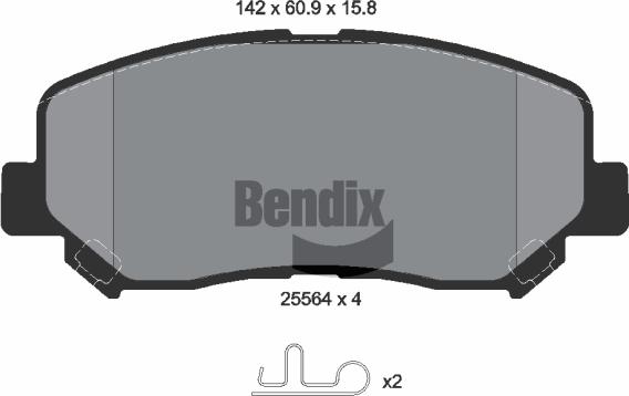 BENDIX Braking BPD1392 - Гальмівні колодки, дискові гальма autocars.com.ua