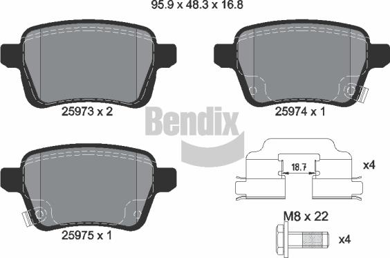 BENDIX Braking BPD1394 - Гальмівні колодки, дискові гальма autocars.com.ua
