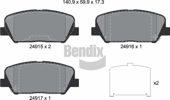 BENDIX Braking BPD1501 - Гальмівні колодки, дискові гальма autocars.com.ua