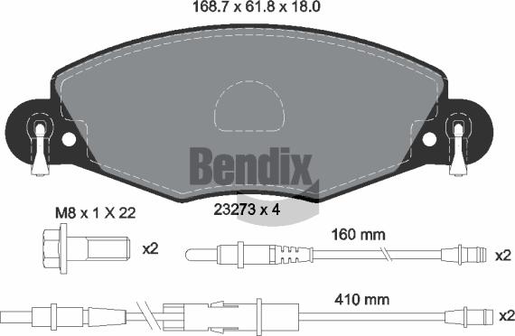 BENDIX Braking BPD1503 - Гальмівні колодки, дискові гальма autocars.com.ua