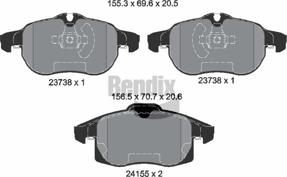 BENDIX Braking BPD1533 - Гальмівні колодки, дискові гальма autocars.com.ua