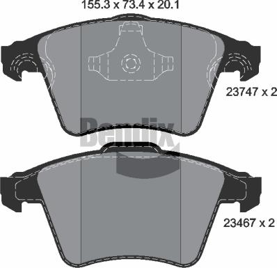 BENDIX Braking BPD1554 - Гальмівні колодки, дискові гальма autocars.com.ua
