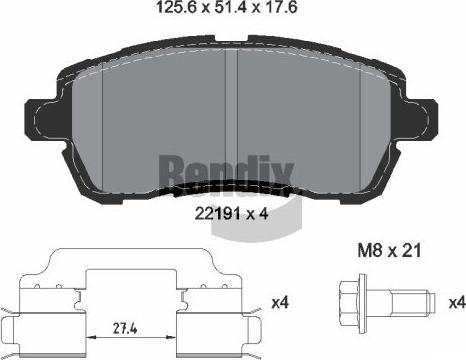BENDIX Braking BPD1577 - Гальмівні колодки, дискові гальма autocars.com.ua