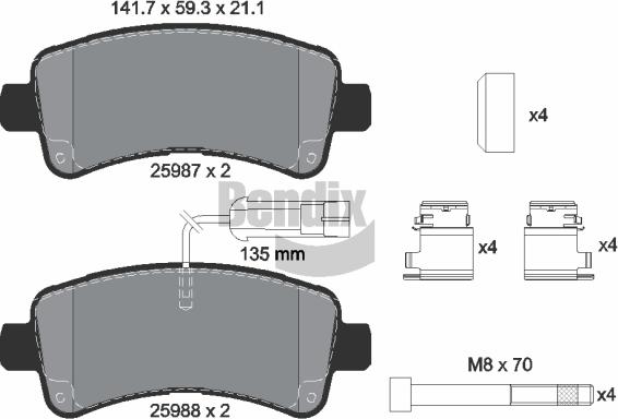 BENDIX Braking BPD1584 - Гальмівні колодки, дискові гальма autocars.com.ua