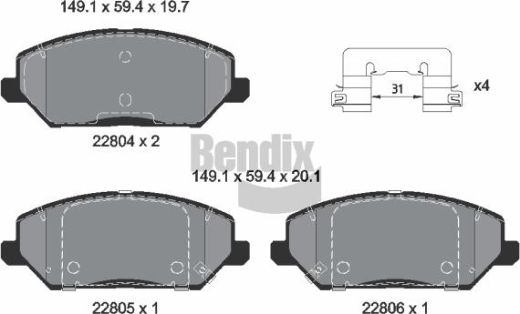 BENDIX Braking BPD1642 - Гальмівні колодки, дискові гальма autocars.com.ua