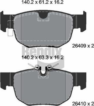 BENDIX Braking BPD1650 - Гальмівні колодки, дискові гальма autocars.com.ua