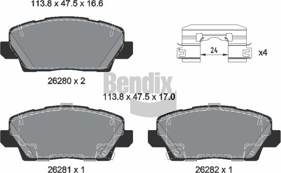 BENDIX Braking BPD1655 - Гальмівні колодки, дискові гальма autocars.com.ua