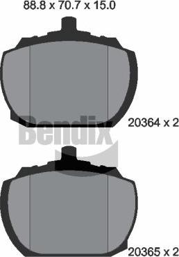 BENDIX Braking BPD1700 - Гальмівні колодки, дискові гальма autocars.com.ua