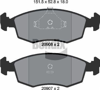 BENDIX Braking BPD1732 - Гальмівні колодки, дискові гальма autocars.com.ua