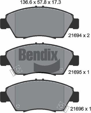 BENDIX Braking BPD1834 - Гальмівні колодки, дискові гальма autocars.com.ua