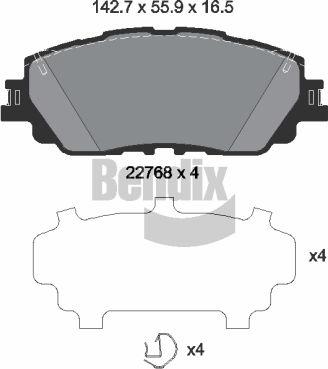 BENDIX Braking BPD1901 - Гальмівні колодки, дискові гальма autocars.com.ua