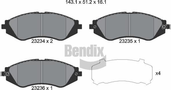 BENDIX Braking BPD1949 - Гальмівні колодки, дискові гальма autocars.com.ua