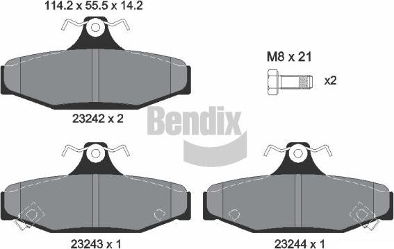 BENDIX Braking BPD1952 - Гальмівні колодки, дискові гальма autocars.com.ua