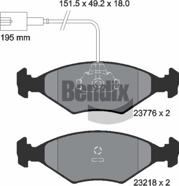 BENDIX Braking BPD2044 - Гальмівні колодки, дискові гальма autocars.com.ua