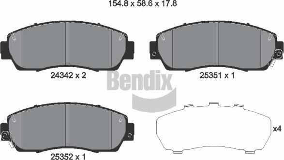 BENDIX Braking BPD2132 - Гальмівні колодки, дискові гальма autocars.com.ua