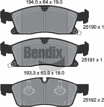 BENDIX Braking BPD2233 - Гальмівні колодки, дискові гальма autocars.com.ua
