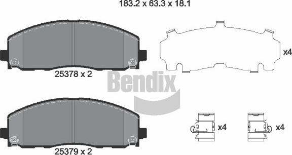 BENDIX Braking BPD2244 - Гальмівні колодки, дискові гальма autocars.com.ua