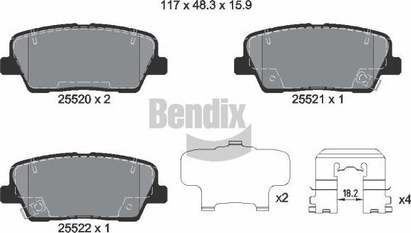 BENDIX Braking BPD2247 - Гальмівні колодки, дискові гальма autocars.com.ua