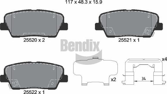 BENDIX Braking BPD2248 - Гальмівні колодки, дискові гальма autocars.com.ua