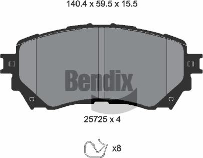 BENDIX Braking BPD2263 - Гальмівні колодки, дискові гальма autocars.com.ua